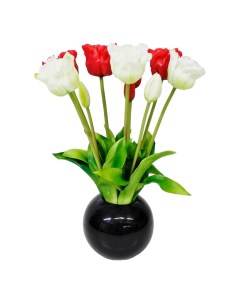 Искусственные цветы Тюльпаны в черном кашпо 45 см Конэко-о
