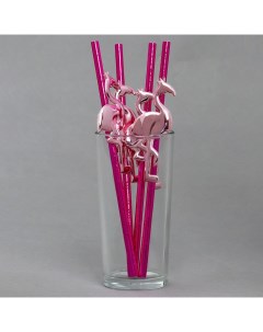 Трубочки для коктейля Фламинго в наборе 4 шт Страна карнавалия