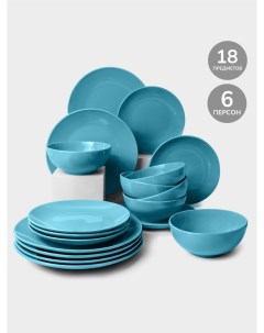 Набор столовой посуды Ocean 18 пр голубой Apollo