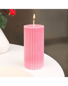 Свеча цилиндр с гранями 5х10 см пальмовый воск розовая 6 ч Дарим красиво