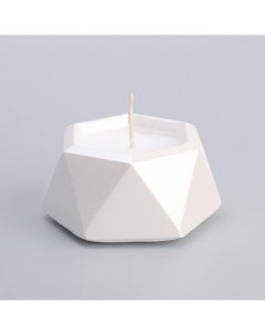 Свеча Шестиугольник Мрамор в подсвечнике из гипса малый 7х3 5см белый перламутр Дарим красиво
