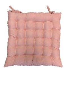 Подушка на стул розовая квадратная с завязками стеганая 38Х38 Fox house