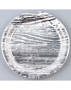 Тарелка бумажная Полосы в наборе 6 шт цвет серебро Страна карнавалия