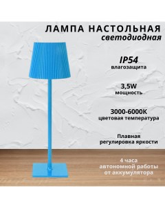 Лампа настольная светодиодная с аккумулятором 3 5Вт 3000 6000К голубой Fedotov