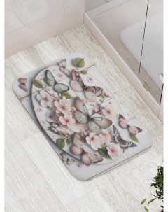 Коврик для ванной и туалета мягкий Цветочные бабочки bath_sd1160 Joyarty