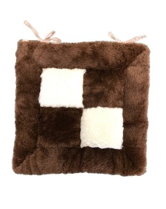 Подушка на стул коричневая квадратная с завязками меховая 40Х40 Fox house