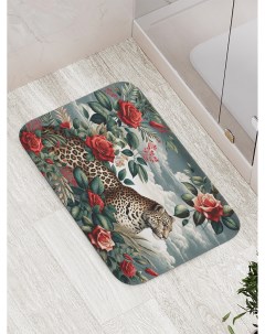 Коврик для ванной и туалета мягкий Леопард в цветах bath_429917 Joyarty