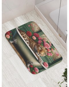 Коврик для ванной и туалета мягкий Леопард в ванне bath_429938 Joyarty