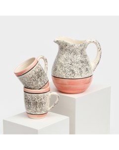Набор посуды Персия керамика розовый кувшин 1 5 л кружка 350 мл 3 предмета 1 сорт Керамика ручной работы