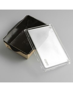 Упаковка салатник с прозрачной крышкой черный 14 5 х 9 5 х 4 5 см 0 4 л Geovita