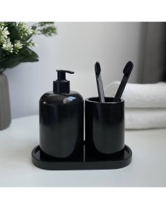 Набор аксессуаров для ванной комнаты чёрный 3 предмета Igoshin gypsproducts