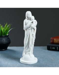 Статуэтка Дева Мария с младенцем 22х8см белая мраморная Сувениры из мраморной крошки