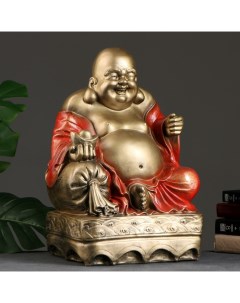 Фигура Хотей сидя большой бронза красный 32х25х51см Хорошие сувениры