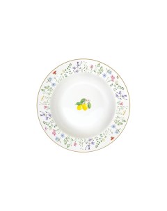 Тарелка суповая Цветы и лимоны фарфоровая 21 5 см Easy life