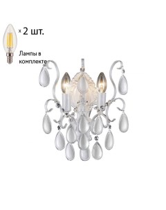 Бра с лампочками Sevilia AP2 Silver Lamps E14 Свеча Crystal lux