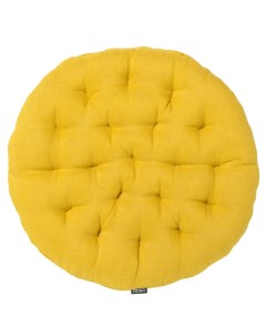 Подушка на стул круглая из стираного льна горчичного цвета коллекция essential 40х40x4 см Tkano
