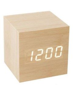 Настольные электронные часы Деревянный куб Будильник температура работа от батареек и с Nobrand