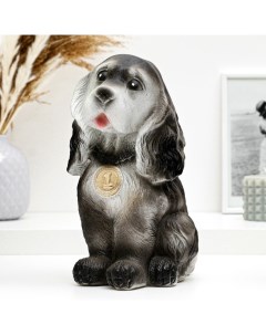 Копилка Собака с медалью черная 25см Хорошие сувениры