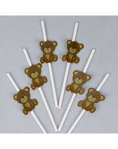 Трубочки для коктейля Медвежата набор 6 шт Страна карнавалия