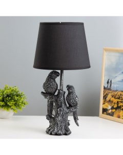 Настольная лампа Попугаи Е27 40Вт черный с серебряной патиной 22х22х43 см Risalux