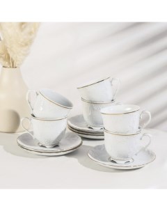 Сервиз чайный на 6 персон Rococo золото 12 предметов чашка 250 мл блюдце Cmielow