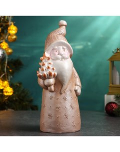 Копилка Дед Мороз елку принес кремовый 24 см Хорошие сувениры