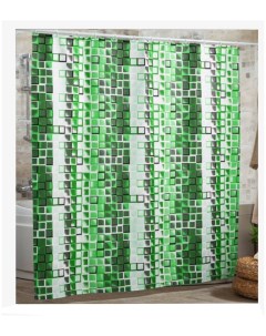 Штора для ванной комнаты без колец 180 200 см Водонепроницаемая Зеленые кубики Miranda