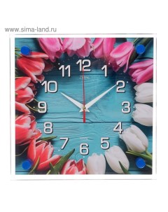 Часы настенные Цветы Бутоны 25х25 см Рубин