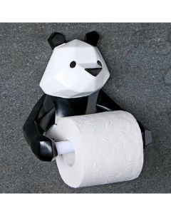 Держатель для туалетной бумаги Полигональная панда 19х17х12см черно белая Сима-ленд