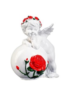 Фигура Ангел на шаре с розой 18х14см Vil.ton
