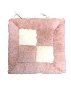 Подушка на стул розовая квадратная с завязками меховая 40Х40 Fox house