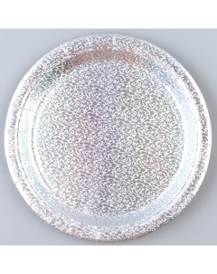 Тарелка бумажная Голография в наборе 6 шт цвет серебро Страна карнавалия