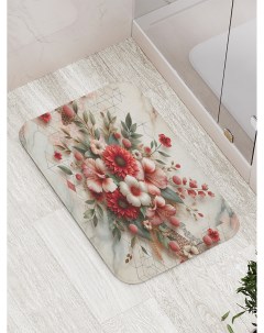 Коврик для ванной и туалета мягкий Цветы на мраморе bath_429923 Joyarty