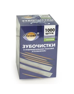 Зубочистки бамбук в инд бум упак с ментолом 1000шт уп 401 609 Aviora