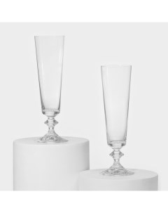 Набор стеклянных бокалов для шампанского Бэлла 205 мл 2 шт Bohemia crystal