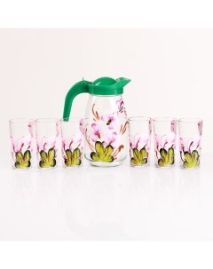 Набор для сока Орхидея художественная роспись 6 стаканов 1250 200 мл Nobrand