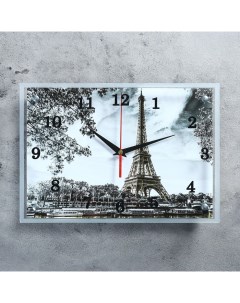 Часы настенные серия Город Эйфелева башня 25х35 см микс Сюжет