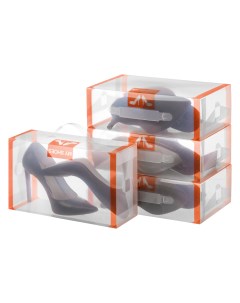 Набор 4 х коробок для хранения 30х18х10 см Оранжевая кайма El casa