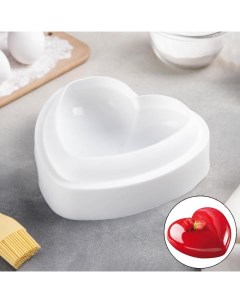 Форма силиконовая для выпечки и муссовых десертов Сердце 19x19x6 см цвет белый Nobrand