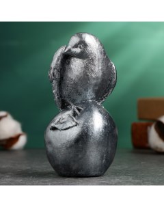 Фигура Птица на яблоке 12 см серебро Хорошие сувениры