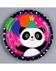 Тарелка бумажная Панда с шариками в наборе 6 шт Страна карнавалия