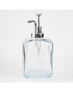 Диспенсер для жидкого мыла 550 мл стекло пластик серебристый Pure soap Clear title Kuchenland