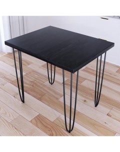 Стол кухонный Loft металл дерево 110x70х75 цвет черного оникса с черными ножками Solarius