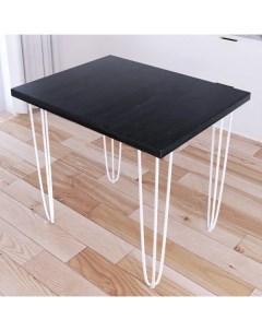 Стол кухонный Loft металл дерево 100x70х75 цвет черного оникса с белыми ножками Solarius