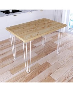 Стол кухонный Loft металл дерево 100x70х75 без покрытия с белыми ножками Solarius