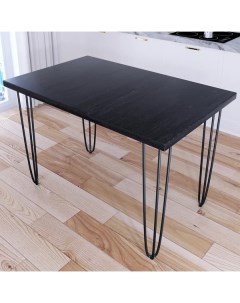 Стол кухонный Loft металл дерево 110x60х75 цвет черного оникса с черными ножками Solarius