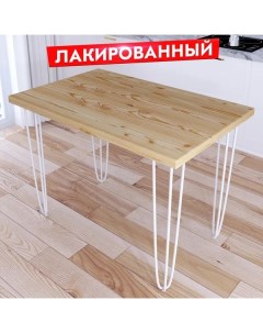 Стол кухонный Loft металл дерево 100x75х75 лакированный с белыми ножками Solarius