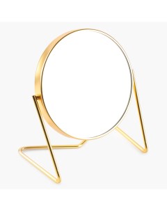 Зеркало настольное 18 см двустороннее металл круглое золотистое Trend Kuchenland