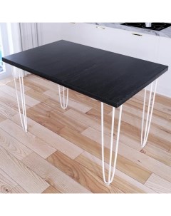 Стол кухонный Loft металл дерево 110x60х75 цвет черного оникса с белыми ножками Solarius