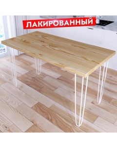 Стол кухонный Loft металл дерево 140х75х75 лакированный с белыми ножками Solarius
